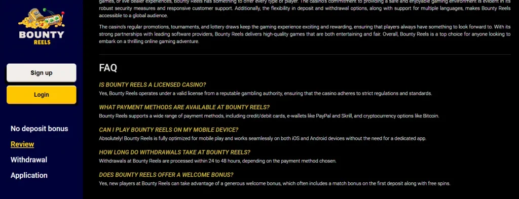 bounty reels payment methods evidence visual